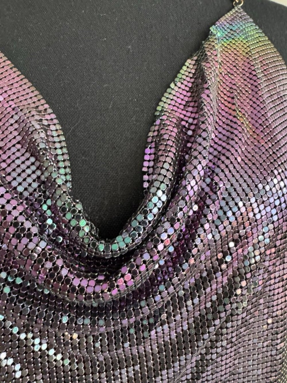 Women's Multicolor Mesh Rhinestone Cami Tank Backless Festival Club Top XS S M - Picture 4 of 7